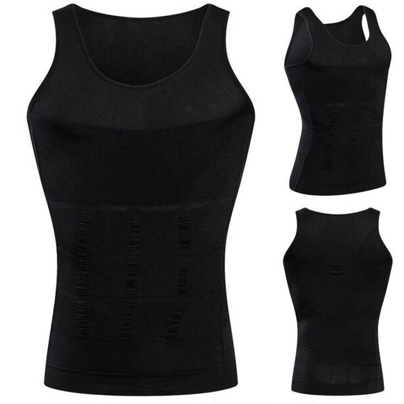 Men's Slimming Body Shaper Waist Trainer Vest Gym Tops Belly Compression Shirt - Picture 5 of 5